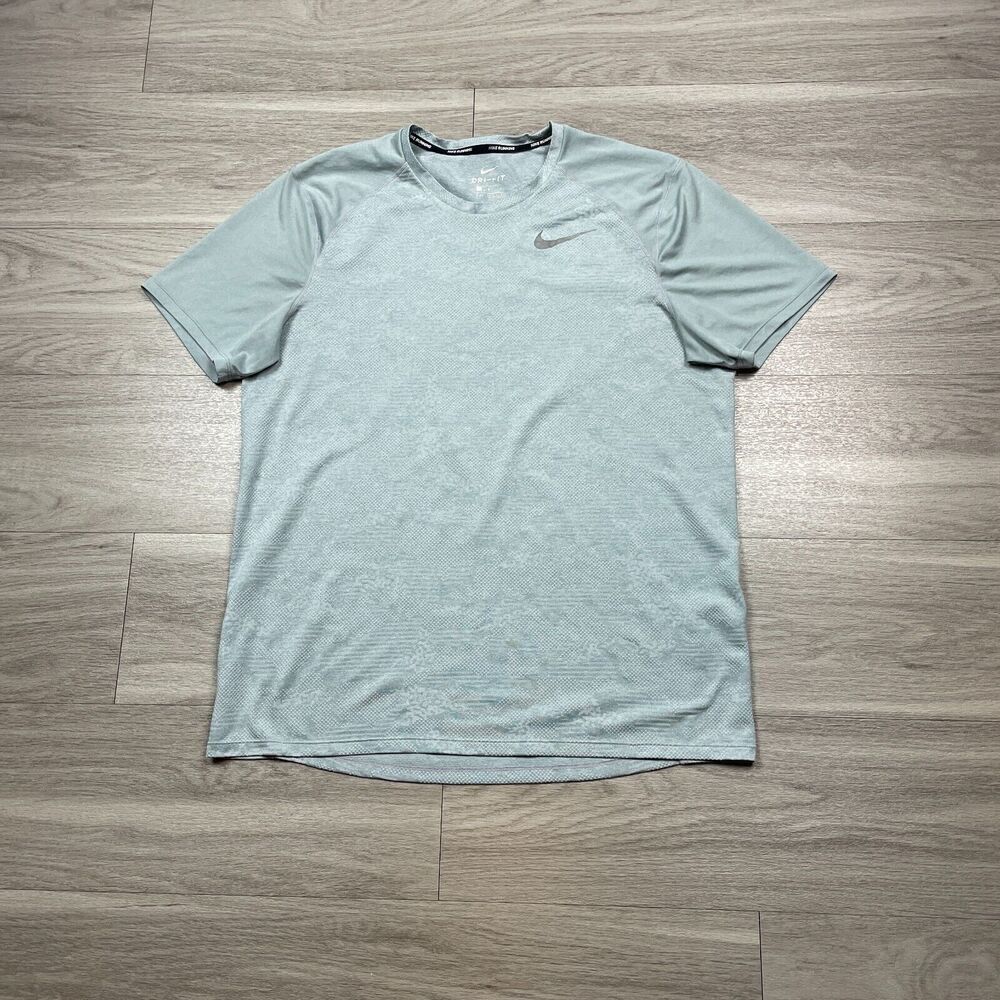 Nike Shirt Mens Large Green Running Active Training Dri Fit